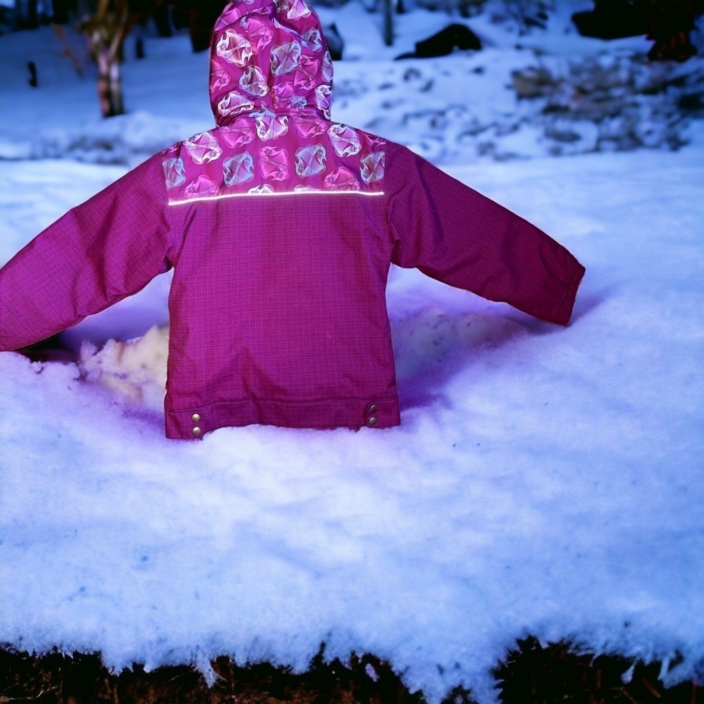 Girls Crush Fur fully lined winter jacket -pink -print- EUC shape Sz 1… - Picture 6 of 11